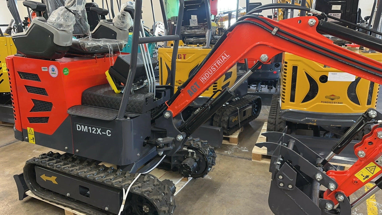 AGT-DM12X-C Mini Excavator w/ Pilot Control Swing Boom and Hydraulic Thumb.