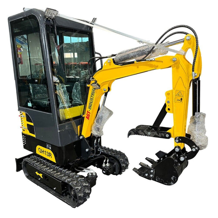 1-Ton, Mini Excavator w/ Enclosed Cab Gas Engine | AGT-QH13R