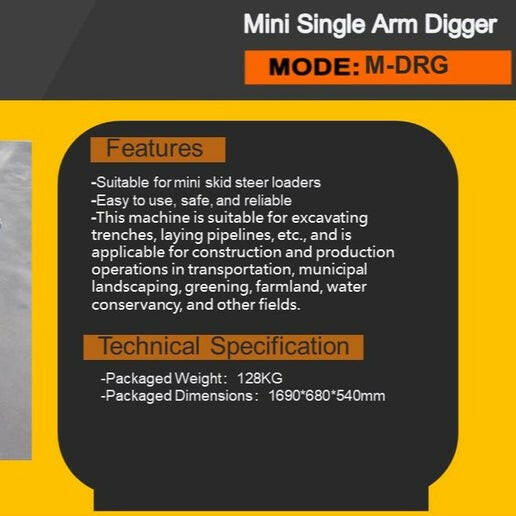 Single Arm Digger Attachment For Mini Skid Steer| AGT-M-DRG | AGT ...